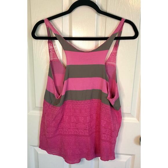 We The Free Scoop Neck Knit & Lace Pink & Gray Racerback Tank Top Size Medium - Picture 8 of 8